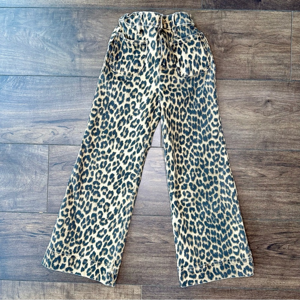 Crewcuts by J.Crew Girls Leopard Print Sailor Denim Trouser Jeans - Girls Size 8
